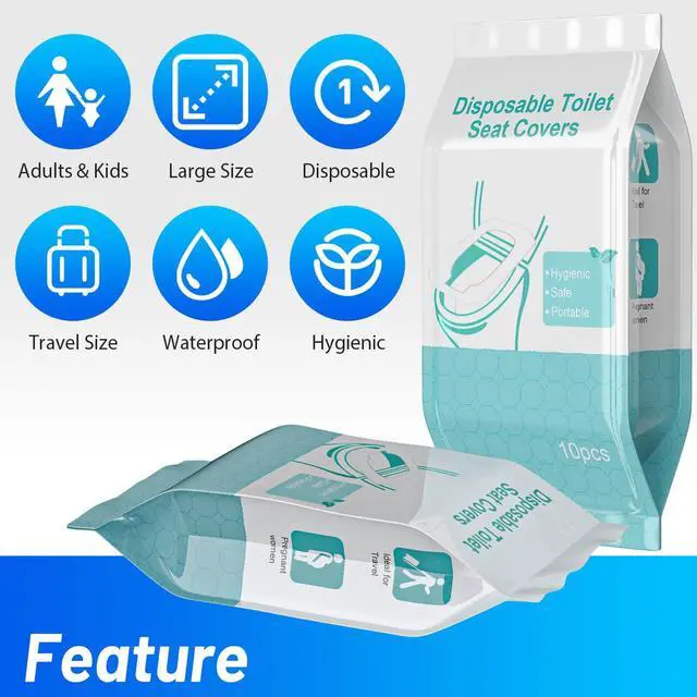 Alt view image 3 of 7 - 30 Pack Toilet Seat Covers Disposable100% Waterproof XL Individually Wrapped Disposable Toilet Seat Covers for Adults and Kids Potty Training, Travel Accessories for Public Restrooms Airplane Camping