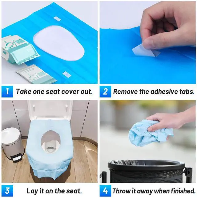 Alt view image 6 of 7 - 30 Pack Toilet Seat Covers Disposable100% Waterproof XL Individually Wrapped Disposable Toilet Seat Covers for Adults and Kids Potty Training, Travel Accessories for Public Restrooms Airplane Camping