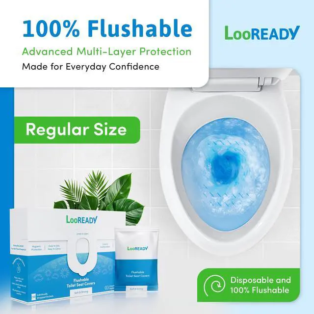 Alt view image 4 of 7 - Toilet Seat Covers Disposable Flushable - Regular Size (16x19) - Travel Size Individually Wrapped, Soft & Strong, Pocket Size, for Public Restrooms at the Office, for Commuters or Holiday (10 Pack)