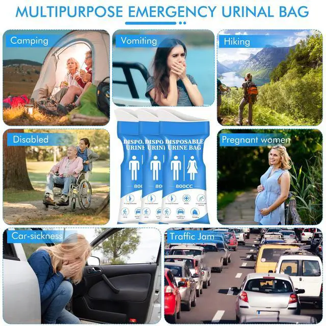 Alt view image 2 of 7 - Disposable Urine Bags for Women/Men, 12 Pack for Travel, Camping, Car Trip