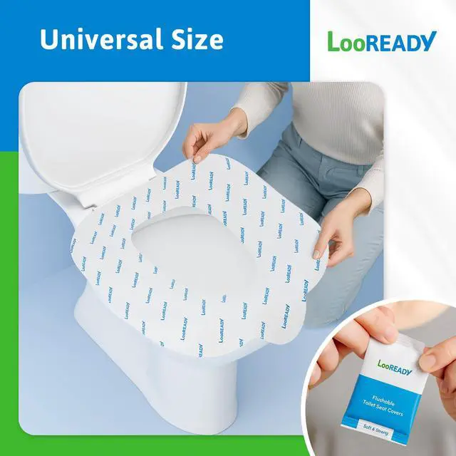 Alt view image 6 of 7 - Toilet Seat Covers Disposable Flushable - Regular Size (16x19) - Travel Size Individually Wrapped, Soft & Strong, Pocket Size, for Public Restrooms at the Office, for Commuters or Holiday (10 Pack)