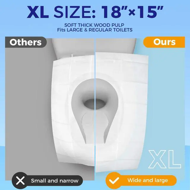 Alt view image 3 of 7 - Toilet Seat Covers Disposable (110 pack), XL Flushable Toilet Seat Covers Travel Paper Toilet Seat Cover for Kids Potty Training, Adults, Biodegradable Travel Essential Accessories for Airplane