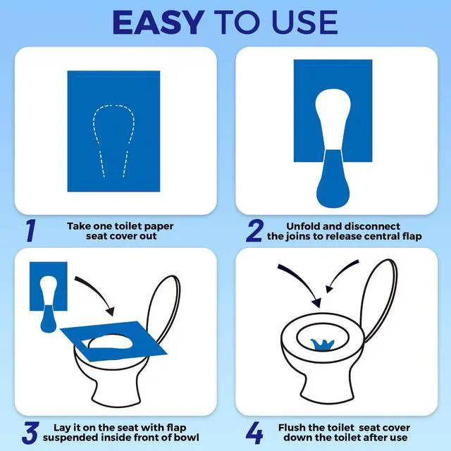 Alt view image 7 of 7 - Toilet Seat Covers Disposable (110 pack), XL Flushable Toilet Seat Covers Travel Paper Toilet Seat Cover for Kids Potty Training, Adults, Biodegradable Travel Essential Accessories for Airplane