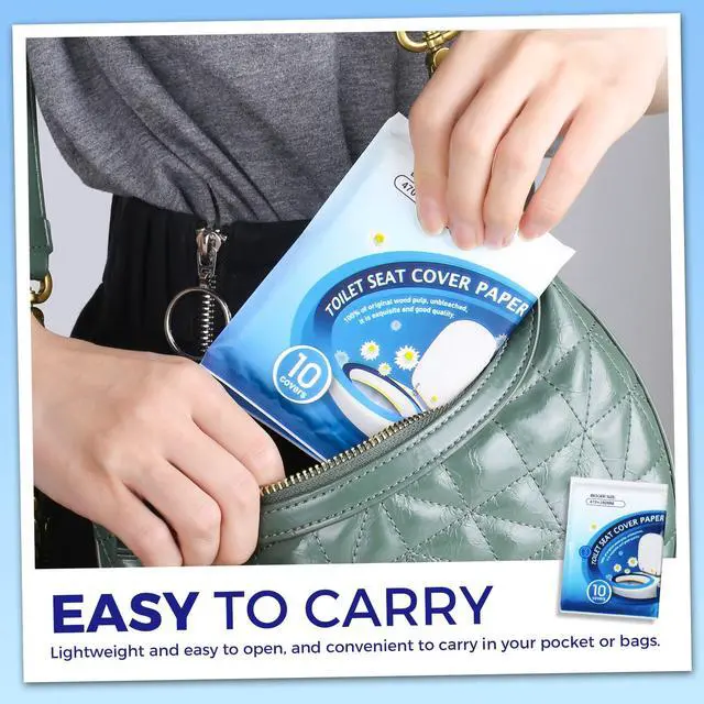 Alt view image 5 of 7 - Toilet Seat Covers Disposable (110 pack), XL Flushable Toilet Seat Covers Travel Paper Toilet Seat Cover for Kids Potty Training, Adults, Biodegradable Travel Essential Accessories for Airplane