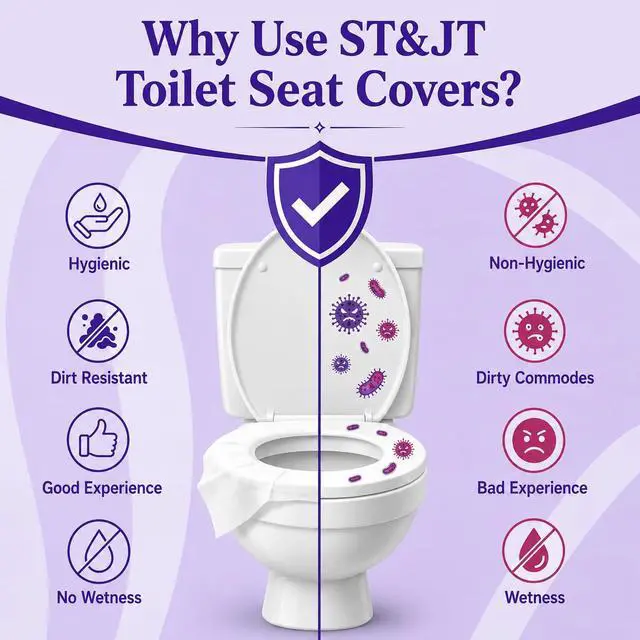 Alt view image 6 of 7 - Disposable Toilet Seat Covers (50 Pack) XL Flushable & Biodegradable Toilet Seat Cover for Travel, Airplane, Camping & Public Restrooms | Adults & Kids