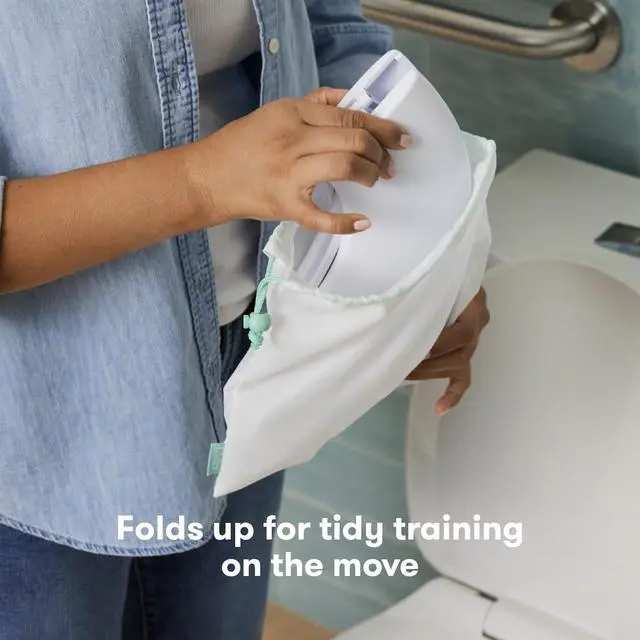 Alt view image 2 of 6 - Baby Fold-and-Go Portable Potty Seat for Toilet, Foldable Travel Potty Seat for Toddler, Fits Round & Oval Toilets, Non-Slip Base, Handles, Includes Free Travel Bag
