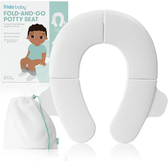 Main image of Baby Fold-and-Go Portable Potty Seat for Toilet, Foldable Travel Potty Seat for Toddler, Fits Round & Oval Toilets, Non-Slip Base, Handles, Includes Free Travel Bag
