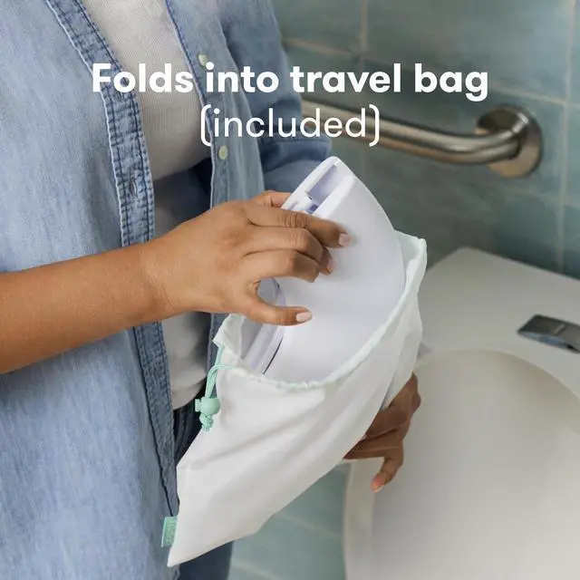 Alt view image 6 of 6 - Baby Fold-and-Go Portable Potty Seat for Toilet, Foldable Travel Potty Seat for Toddler, Fits Round & Oval Toilets, Non-Slip Base, Handles, Includes Free Travel Bag