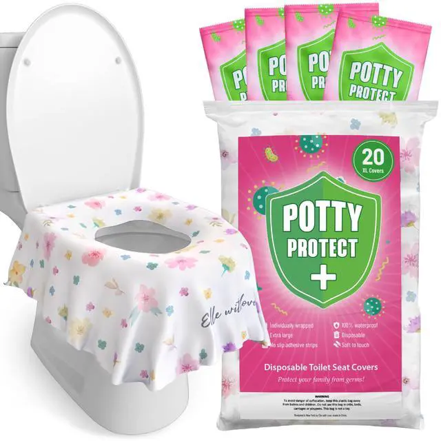 Main image of 20 Pack Extra Large Disposable Toilet Seat Cover (Floral) Toddler Toilet Covers for Full Coverage On Toilet or Potty Ideal Travel Toilet Seat Covers for Kids and Adults