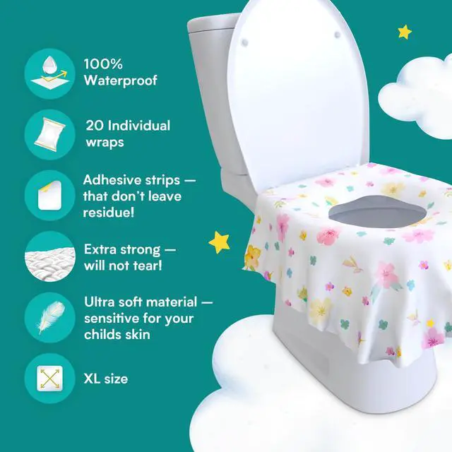 Alt view image 7 of 7 - 20 Pack Extra Large Disposable Toilet Seat Cover (Floral) Toddler Toilet Covers for Full Coverage On Toilet or Potty Ideal Travel Toilet Seat Covers for Kids and Adults