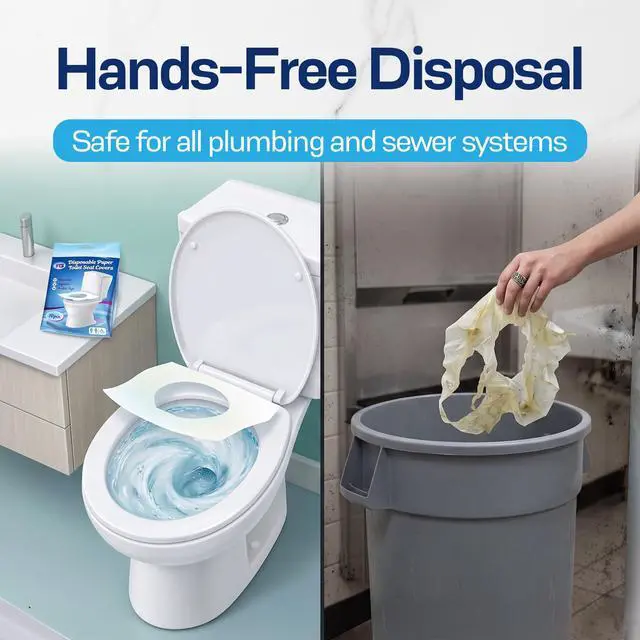 Alt view image 5 of 7 - Disposable Toilet Seat Covers - Flushable Paper Travel Pack - 50 Count (5 Resealable 10-Packs) - Portable Potty Training & Bathroom Hygiene Essentials for Adults & Kids