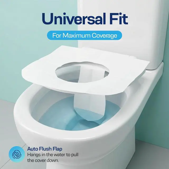 Alt view image 6 of 7 - Disposable Toilet Seat Covers - Flushable Paper Travel Pack - 50 Count (5 Resealable 10-Packs) - Portable Potty Training & Bathroom Hygiene Essentials for Adults & Kids
