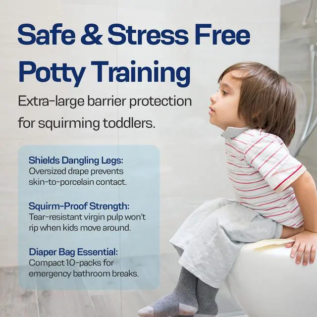Alt view image 7 of 7 - Disposable Toilet Seat Covers - Flushable Paper Travel Pack - 50 Count (5 Resealable 10-Packs) - Portable Potty Training & Bathroom Hygiene Essentials for Adults & Kids