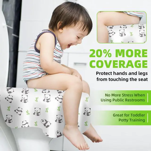 Alt view image 3 of 7 - Upgraded Disposable Toilet Seat Covers (20 Pack) - Waterproof, Cute Panda Print, Travel-Friendly Individual Packs, Suitable for Kids & Adults, Perfect for Toddlers Potty Training in Public Restrooms