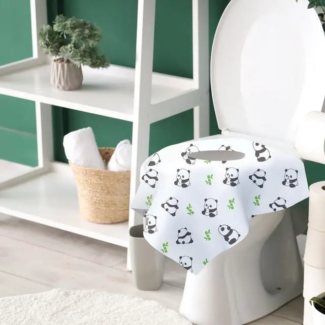 Alt view image 2 of 7 - Upgraded Disposable Toilet Seat Covers (20 Pack) - Waterproof, Cute Panda Print, Travel-Friendly Individual Packs, Suitable for Kids & Adults, Perfect for Toddlers Potty Training in Public Restrooms