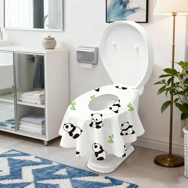 Alt view image 2 of 7 - 20 Pack Toilet Seat Covers Disposable, Waterproof, Ideal for Kids and Adults, Extra Large, Individually Wrapped, Toddlers Potty Training in Public Restrooms, Airplane, Trip - Panda Designs
