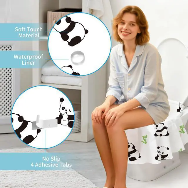 Alt view image 4 of 7 - 20 Pack Toilet Seat Covers Disposable, Waterproof, Ideal for Kids and Adults, Extra Large, Individually Wrapped, Toddlers Potty Training in Public Restrooms, Airplane, Trip - Panda Designs