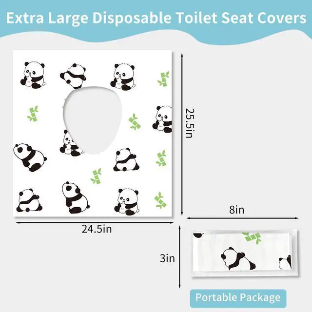 Alt view image 5 of 7 - 20 Pack Toilet Seat Covers Disposable, Waterproof, Ideal for Kids and Adults, Extra Large, Individually Wrapped, Toddlers Potty Training in Public Restrooms, Airplane, Trip - Panda Designs