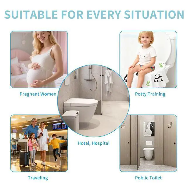 Alt view image 7 of 7 - 20 Pack Toilet Seat Covers Disposable, Waterproof, Ideal for Kids and Adults, Extra Large, Individually Wrapped, Toddlers Potty Training in Public Restrooms, Airplane, Trip - Panda Designs