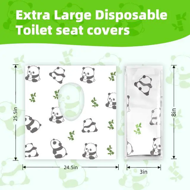 Alt view image 5 of 7 - Upgraded Disposable Toilet Seat Covers (20 Pack) - Waterproof, Cute Panda Print, Travel-Friendly Individual Packs, Suitable for Kids & Adults, Perfect for Toddlers Potty Training in Public Restrooms
