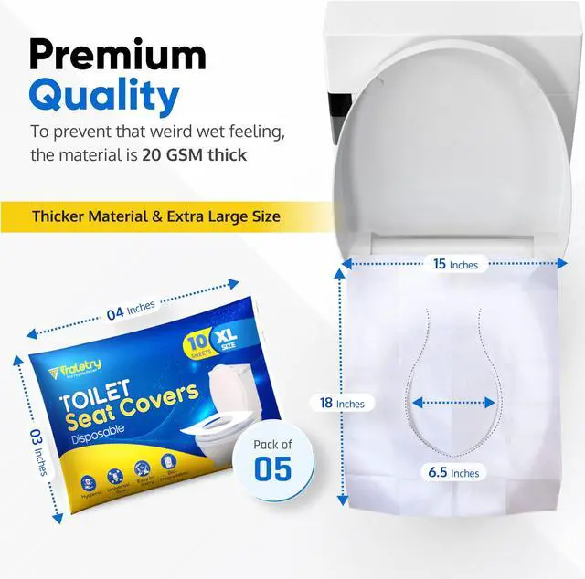 Alt view image 2 of 7 - Toilet Seat Covers Disposable Flushable Travel Pack of 50, XL Biodegradable Paper Toilet Seat Covers for Adults & Kids, Public Restroom, Airplane & Camping Travel Essentials