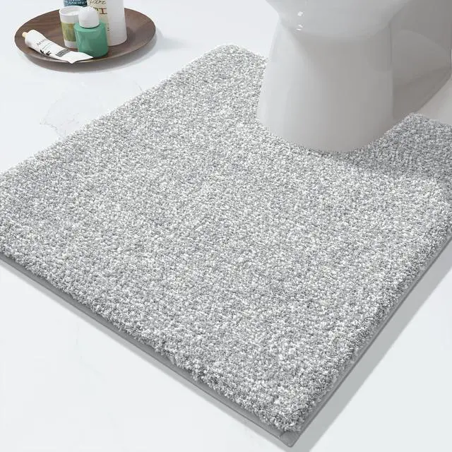 Main image of Toilet Rugs U Shaped Washable, Soft Absorbent Microfiber Bathroom Rugs, Non Slip Quick Drying Shaggy Bath Mat,Contour Bathroom Mats for Toilet Base, Home Essentials,24x20,Grey and White