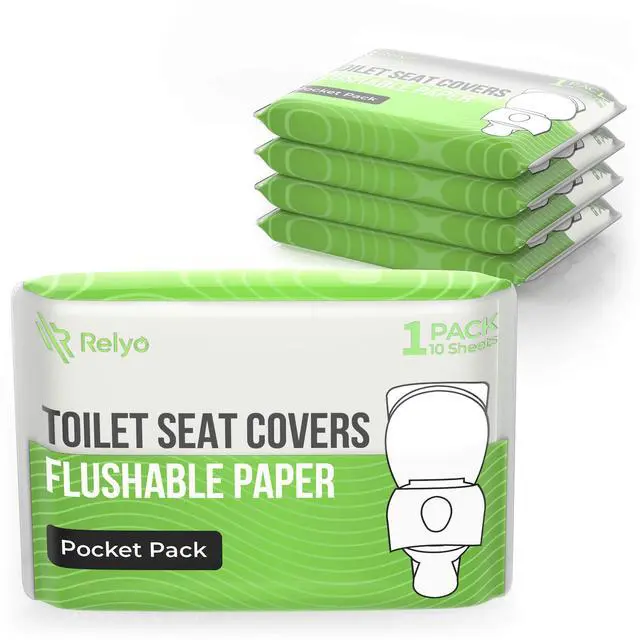 Main image of Toilet Seat Cover Paper Flushable (50 Pack) - XL for Adults and Kids Potty Training, 100% Biodegradable Travel Supplies Essentials for Public Restrooms, Airplane, Camping, Festivals