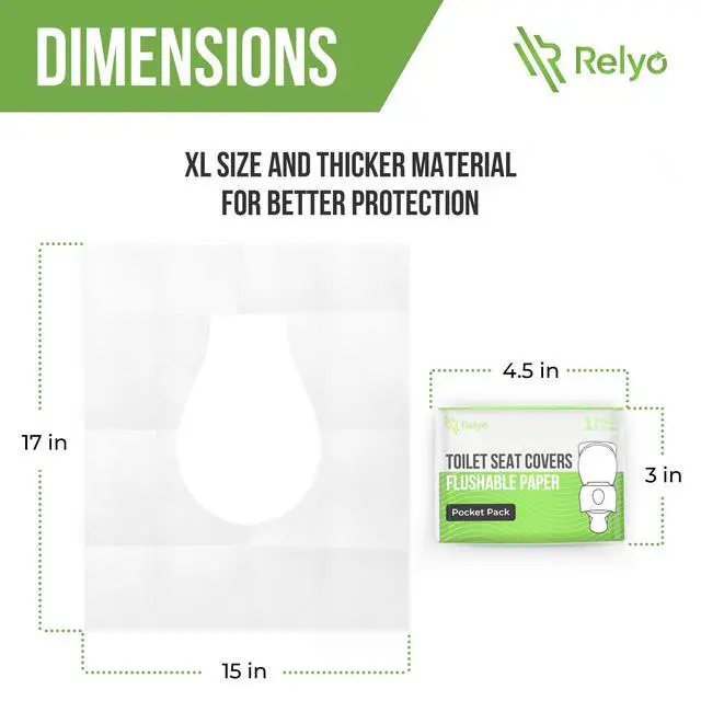 Alt view image 5 of 7 - Toilet Seat Cover Paper Flushable (50 Pack) - XL for Adults and Kids Potty Training, 100% Biodegradable Travel Supplies Essentials for Public Restrooms, Airplane, Camping, Festivals
