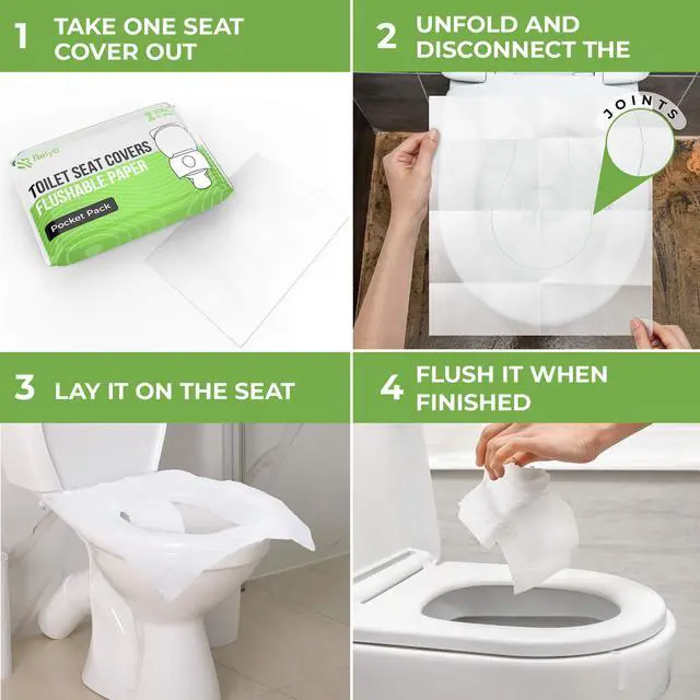 Alt view image 6 of 7 - Toilet Seat Cover Paper Flushable (50 Pack) - XL for Adults and Kids Potty Training, 100% Biodegradable Travel Supplies Essentials for Public Restrooms, Airplane, Camping, Festivals