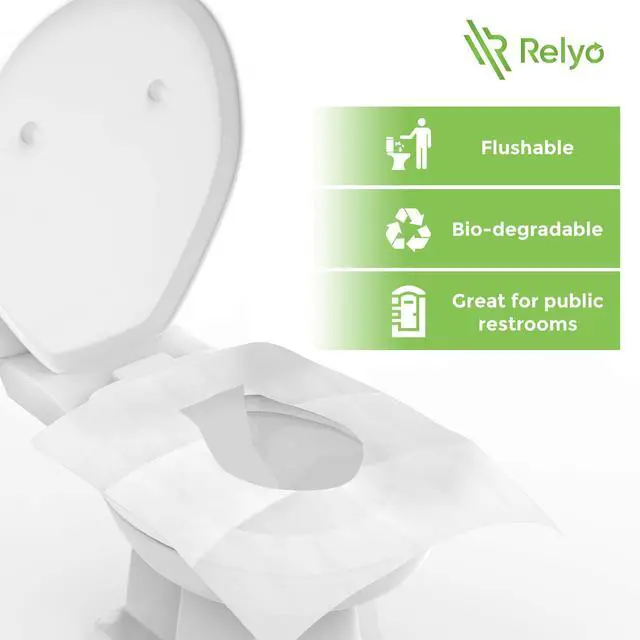 Alt view image 2 of 7 - Toilet Seat Cover Paper Flushable (50 Pack) - XL for Adults and Kids Potty Training, 100% Biodegradable Travel Supplies Essentials for Public Restrooms, Airplane, Camping, Festivals