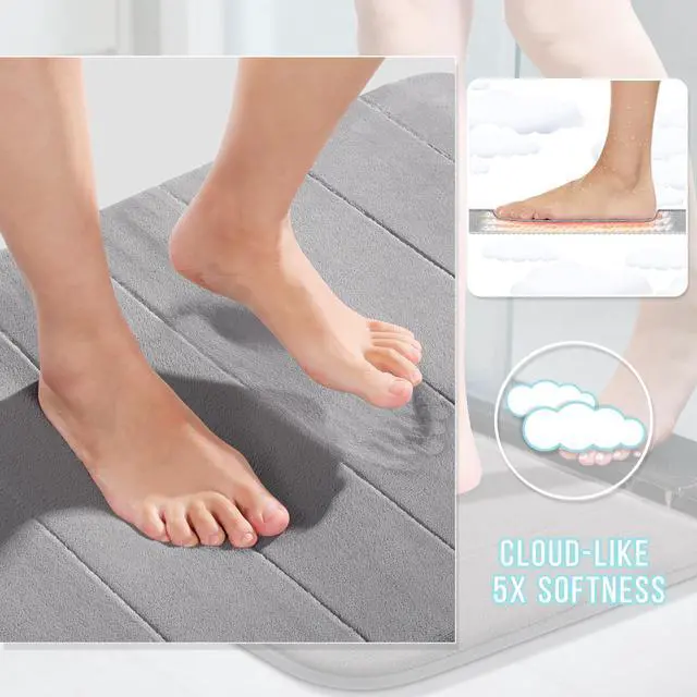 Alt view image 3 of 7 - Memory Foam Toilet Bath Mat U-Shaped, Commode Contour Rug, Soft and Comfortable, Super Water Absorption, Non-Slip, Thick, Machine Wash and Easier to Dry for Bathroom, 24 X 20 Inches, Grey