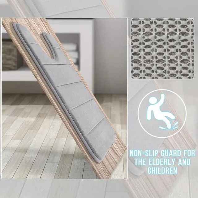 Alt view image 5 of 7 - Memory Foam Toilet Bath Mat U-Shaped, Commode Contour Rug, Soft and Comfortable, Super Water Absorption, Non-Slip, Thick, Machine Wash and Easier to Dry for Bathroom, 24 X 20 Inches, Grey
