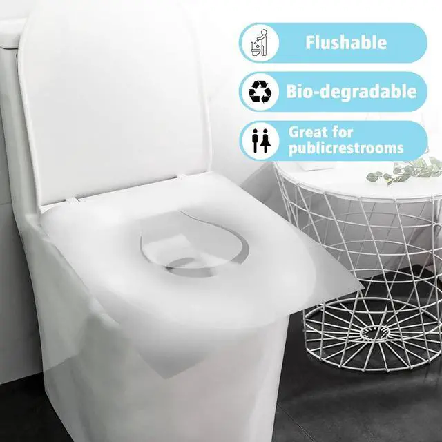Alt view image 4 of 6 - XL 100PCS Toilet Seat Covers Disposable - Flushable Paper Toilet Seat Cover is Travel Accessories, Travel Essentials for Public Restrooms, Airplane, Campin
