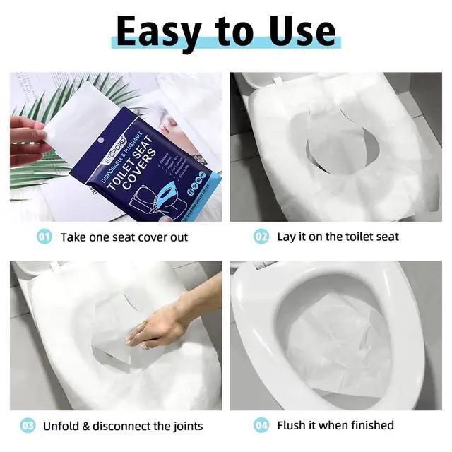 Alt view image 5 of 6 - XL 100PCS Toilet Seat Covers Disposable - Flushable Paper Toilet Seat Cover is Travel Accessories, Travel Essentials for Public Restrooms, Airplane, Campin