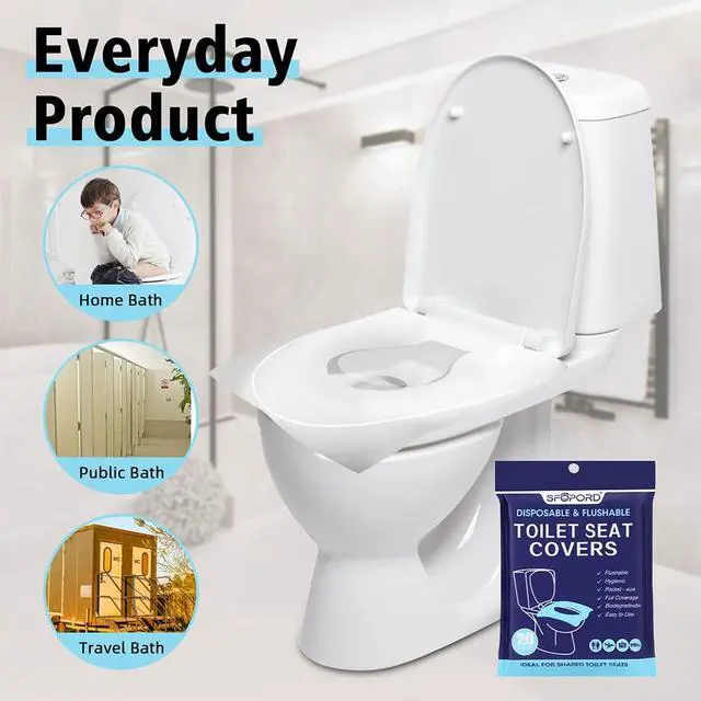 Alt view image 6 of 6 - XL 100PCS Toilet Seat Covers Disposable - Flushable Paper Toilet Seat Cover is Travel Accessories, Travel Essentials for Public Restrooms, Airplane, Campin