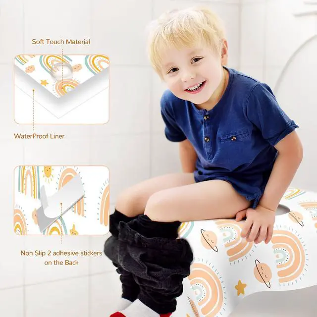 Alt view image 2 of 7 - 30 Pack Toilet Seat Covers Disposable, Individually Wrapped for Travel, Large Waterproof Potty Covers for Kids and Adults,Toddler Potty Training for Public Restroom, Airplane, Trip - Rainbow