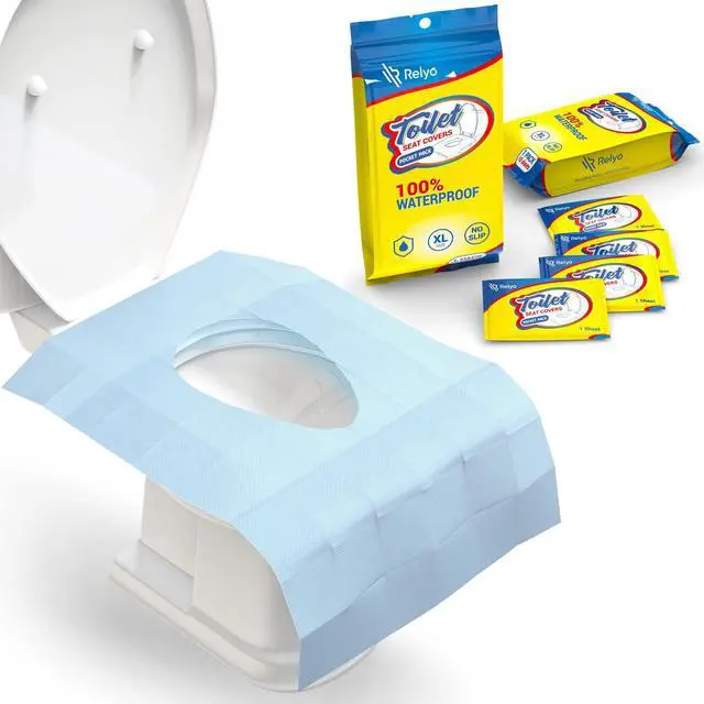 Main image of 20 Pack XL Disposable Toilet Seat Covers Waterproof Toilet Cover Sheets with Adhesive Tabs for Adults, Kids & Toddlers, Travel, Public Restrooms, Airplane, Camping