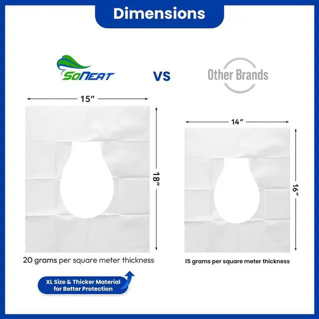 Alt view image 2 of 7 - Disposable Toilet Seat Covers Flushable XL 50 Pack Adults & Kids Potty Training Travel Toilet Seat Cover 100% Biodegradable Public Restroom Protection for Airplane, Camping, Festivals