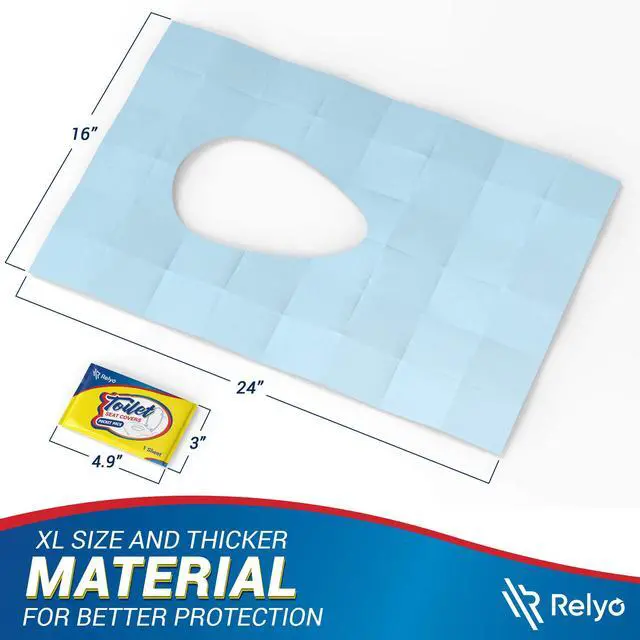 Alt view image 2 of 7 - 20 Pack XL Disposable Toilet Seat Covers Waterproof Toilet Cover Sheets with Adhesive Tabs for Adults, Kids & Toddlers, Travel, Public Restrooms, Airplane, Camping