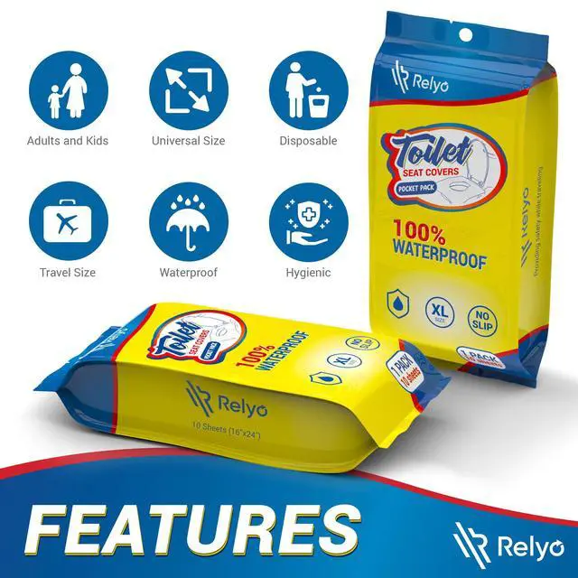 Alt view image 4 of 7 - 20 Pack XL Disposable Toilet Seat Covers Waterproof Toilet Cover Sheets with Adhesive Tabs for Adults, Kids & Toddlers, Travel, Public Restrooms, Airplane, Camping