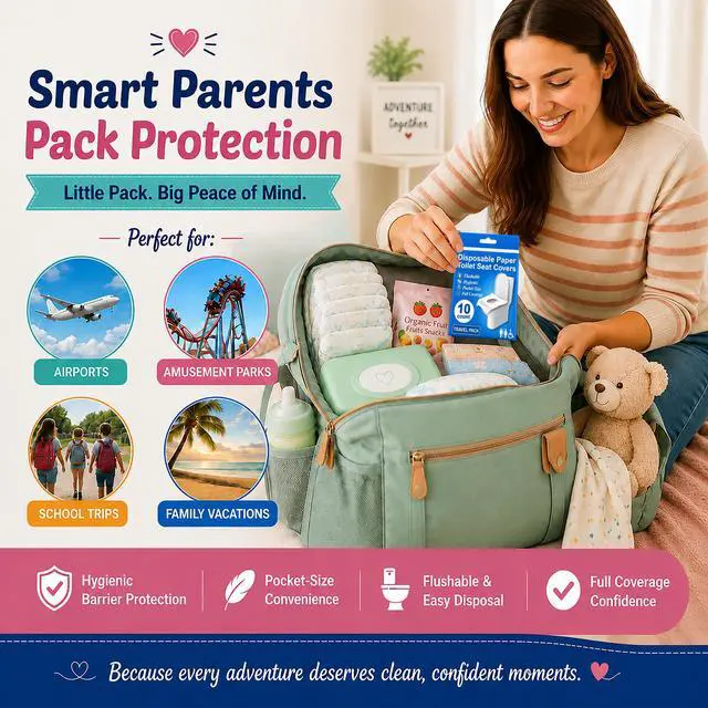 Alt view image 7 of 7 - Disposable Toilet Seat Covers Flushable XL 50 Pack Adults & Kids Potty Training Travel Toilet Seat Cover 100% Biodegradable Public Restroom Protection for Airplane, Camping, Festivals
