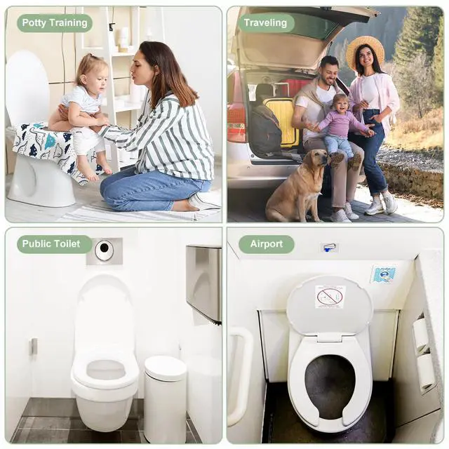 Alt view image 6 of 7 - 30 Pack Toilet Seat Covers Disposable, Large Waterproof Potty Covers for Toddlers, Kids, and Adults, Individually Wrapped for Travel, Toddler Potty Training for Public Restroom, Airplane, Trip