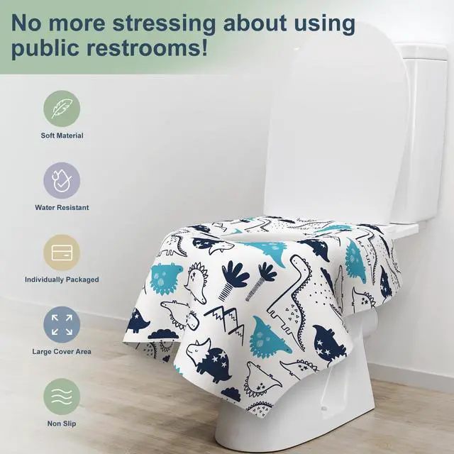 Alt view image 4 of 7 - 30 Pack Toilet Seat Covers Disposable, Large Waterproof Potty Covers for Toddlers, Kids, and Adults, Individually Wrapped for Travel, Toddler Potty Training for Public Restroom, Airplane, Trip
