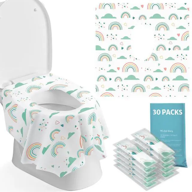 Main image of 30 Pcs Toilet Seat Covers Disposable for Toddlers & Adults, Extra Large Waterproof, Portable Package for Travel, Kids Potty Training