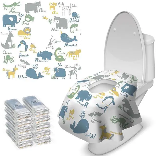 Main image of 20 Pcs Toilet Seat Covers Disposable for Toddlers & Adults, Extra Large Waterproof, Portable Package for Travel, Kids Potty Training