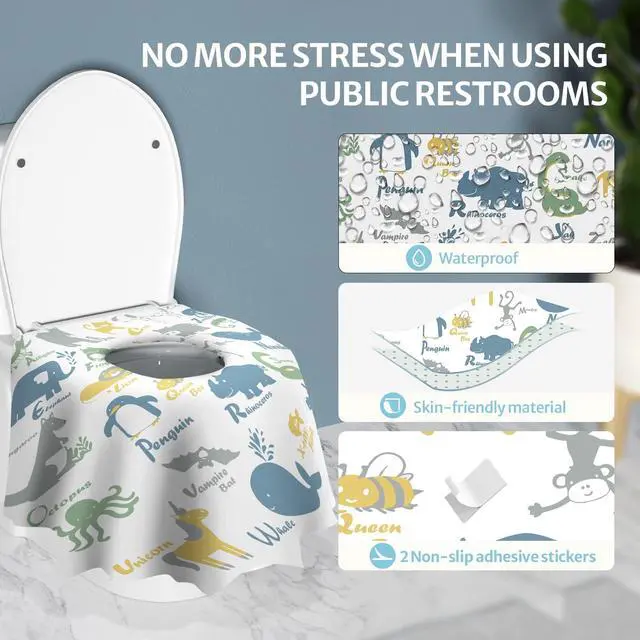 Alt view image 2 of 7 - 20 Pcs Toilet Seat Covers Disposable for Toddlers & Adults, Extra Large Waterproof, Portable Package for Travel, Kids Potty Training