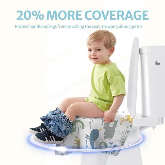 Alt view image 3 of 7 - 20 Pcs Toilet Seat Covers Disposable for Toddlers & Adults, Extra Large Waterproof, Portable Package for Travel, Kids Potty Training