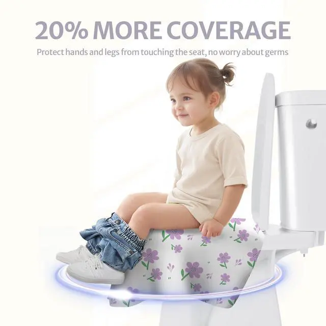 Alt view image 2 of 7 - 30 Pcs Toilet Seat Covers Disposable for Toddlers & Adults, Extra Large Waterproof, Portable Package for Travel, Kids Potty Training(Purple Flowers)