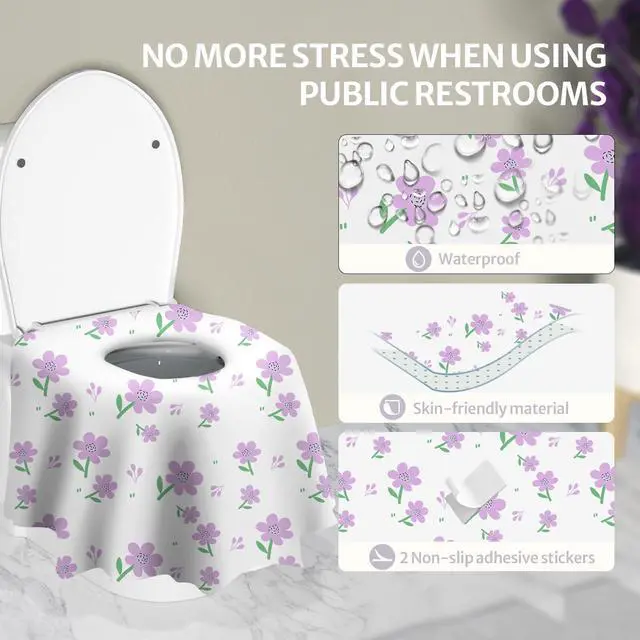 Alt view image 3 of 7 - 30 Pcs Toilet Seat Covers Disposable for Toddlers & Adults, Extra Large Waterproof, Portable Package for Travel, Kids Potty Training(Purple Flowers)