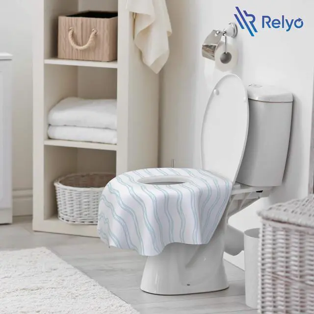 Alt view image 6 of 7 - Disposable Toilet Seat Cover for Travel 20 Pack with Covers Wrapped in Sets of 2, Non-Flushable Liners, Fits Most Seats Kids, Toddlers, Adults (Waves, 20)